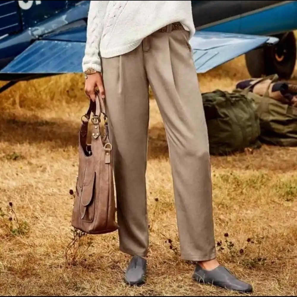 SUNDANCE Westport Pant Tencel Lyocell Pleated Soft Pant 2 Pockets Women BrownTan